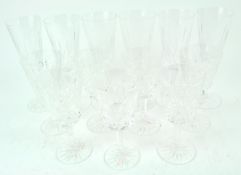 A part suite of Waterford cut glass, comprising seven wine glasses,