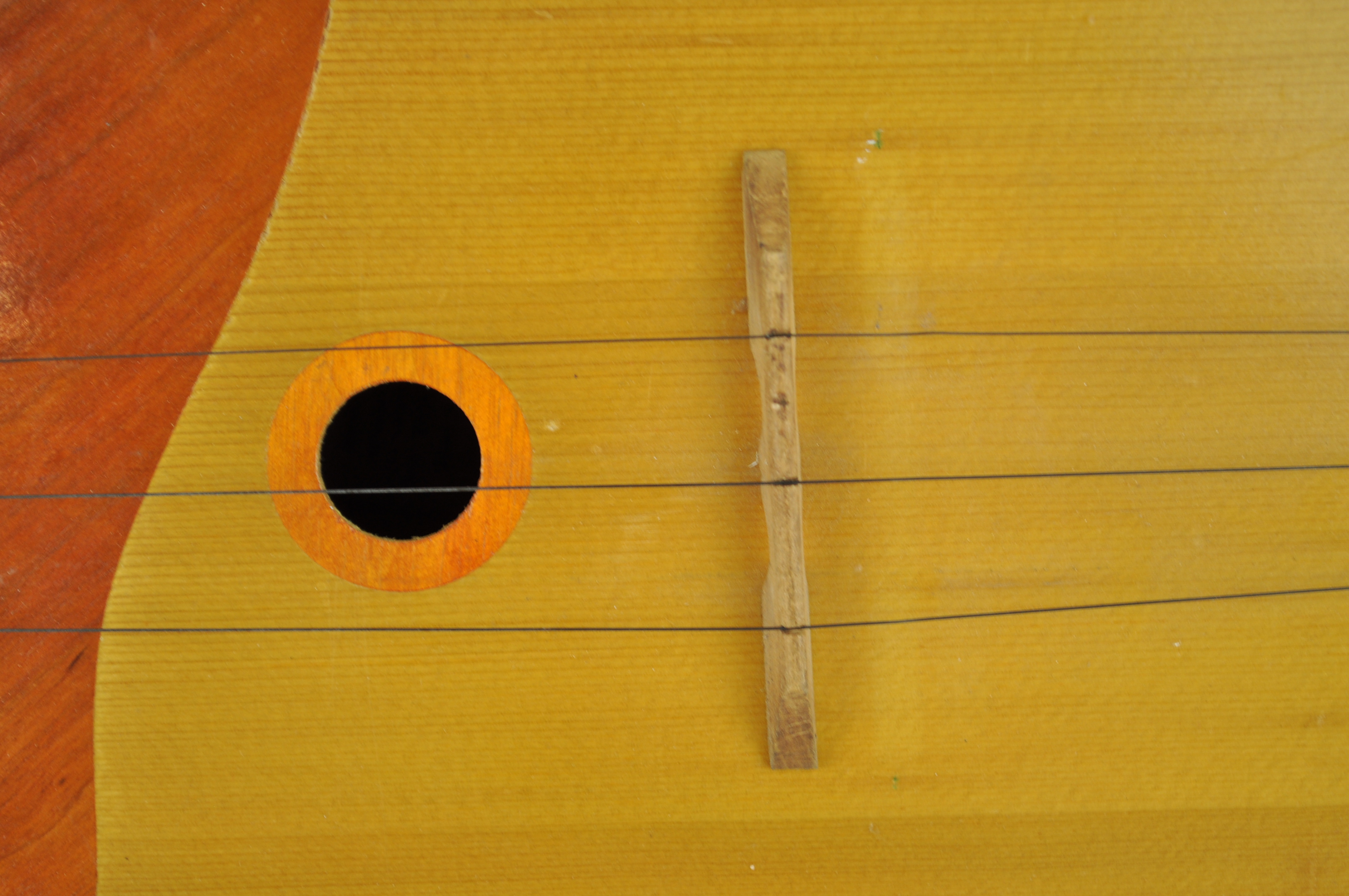 An inlaid wood Balalaika with typical domed back and three strings, - Image 2 of 4