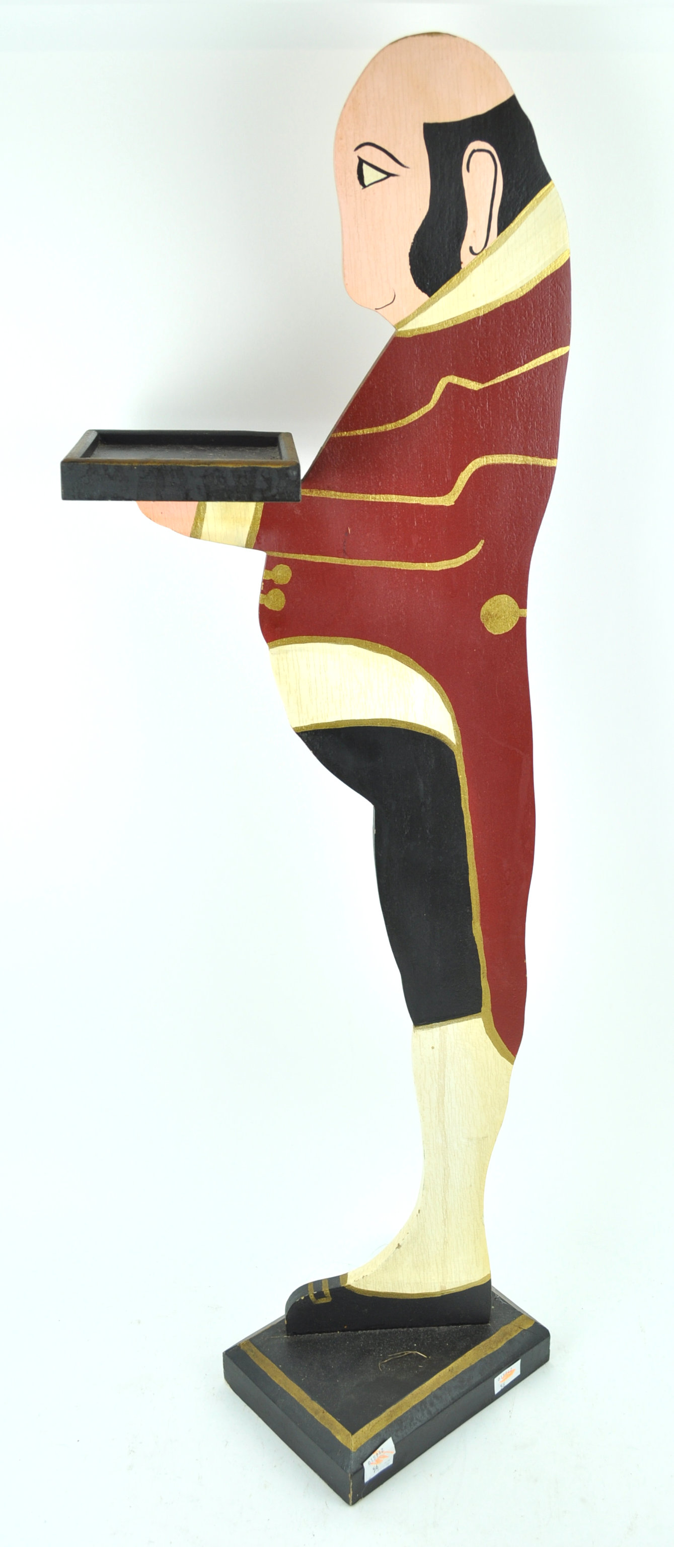 A dumb waiter, In the form of a footman wearing red livery holding a tray, - Image 5 of 5