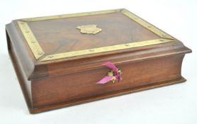 A walnut writing box with brass mounts,