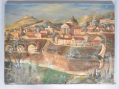 Continental school, Mediterranean landscape, oil on canvas,