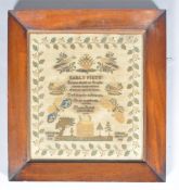 A mid 19th century sampler, by Martha Padfield, aged 12 years, Coleford, March 1852,