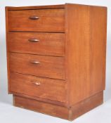 A small 1960's retro vintage four drawer chest, having pull handles,