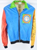 An ICA Jak polyethylene bomber jacket, designed and signed by Sir Peter Blake,