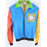 An ICA Jak polyethylene bomber jacket, designed and signed by Sir Peter Blake,