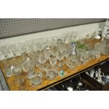 A set of eight cut glass wine glasses and other cut glass