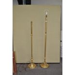 Two brass standard lamps