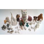 A quantity of figures of cats including one from the Brixworth Pottery,