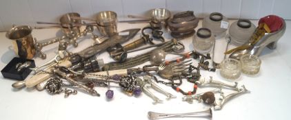 Glass inkwells and silver plated items