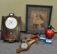 A wall clock and other items