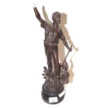 A French Spelter figure with bronze finish, 'La Vapeur',