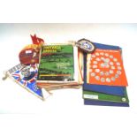 A box of football memorabilia, including 'Football Weeklies',