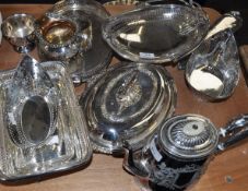 A silver plated cake basket and other silver plate