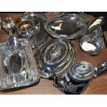 A silver plated cake basket and other silver plate