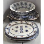 A group of 19th century meat platters and a bowl