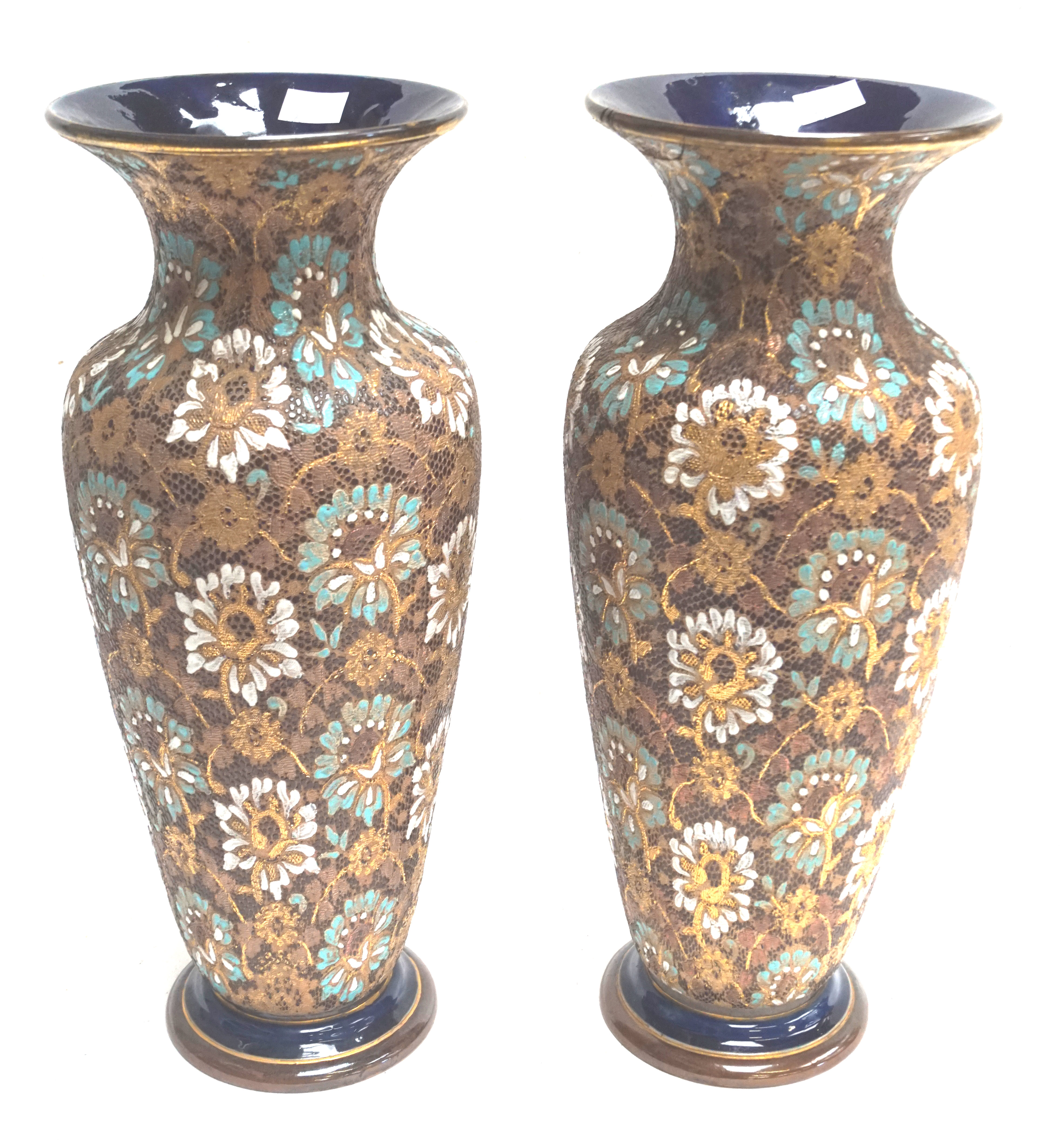 A pair of Doulton Slates patent vases