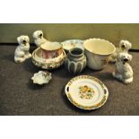 Two pairs of Royal Doulton Staffordshire style dogs and other china