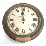 An oak cased dial clock with fusee movement