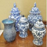 Two pairs of Chinese ginger jars and a vase