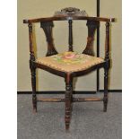 A Victorian stained beech corner chair