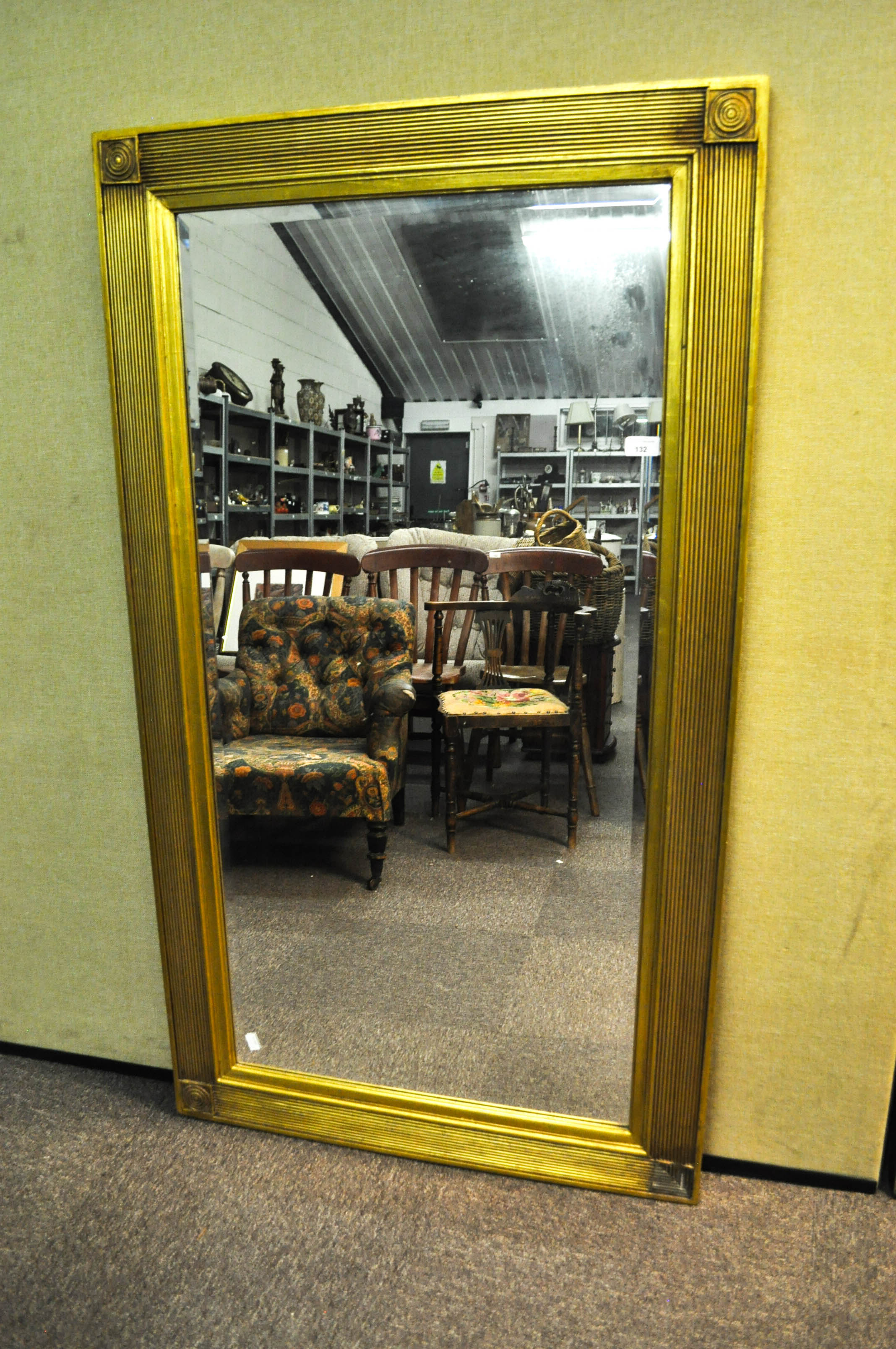 A large bevelled edge mirror