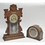 An oak 'gingerbread' clock,