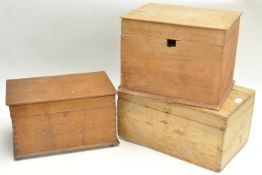 An oak and two small pine boxes