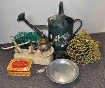 A pair of scales and weights with other items