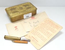 A WWI tin with bullet,