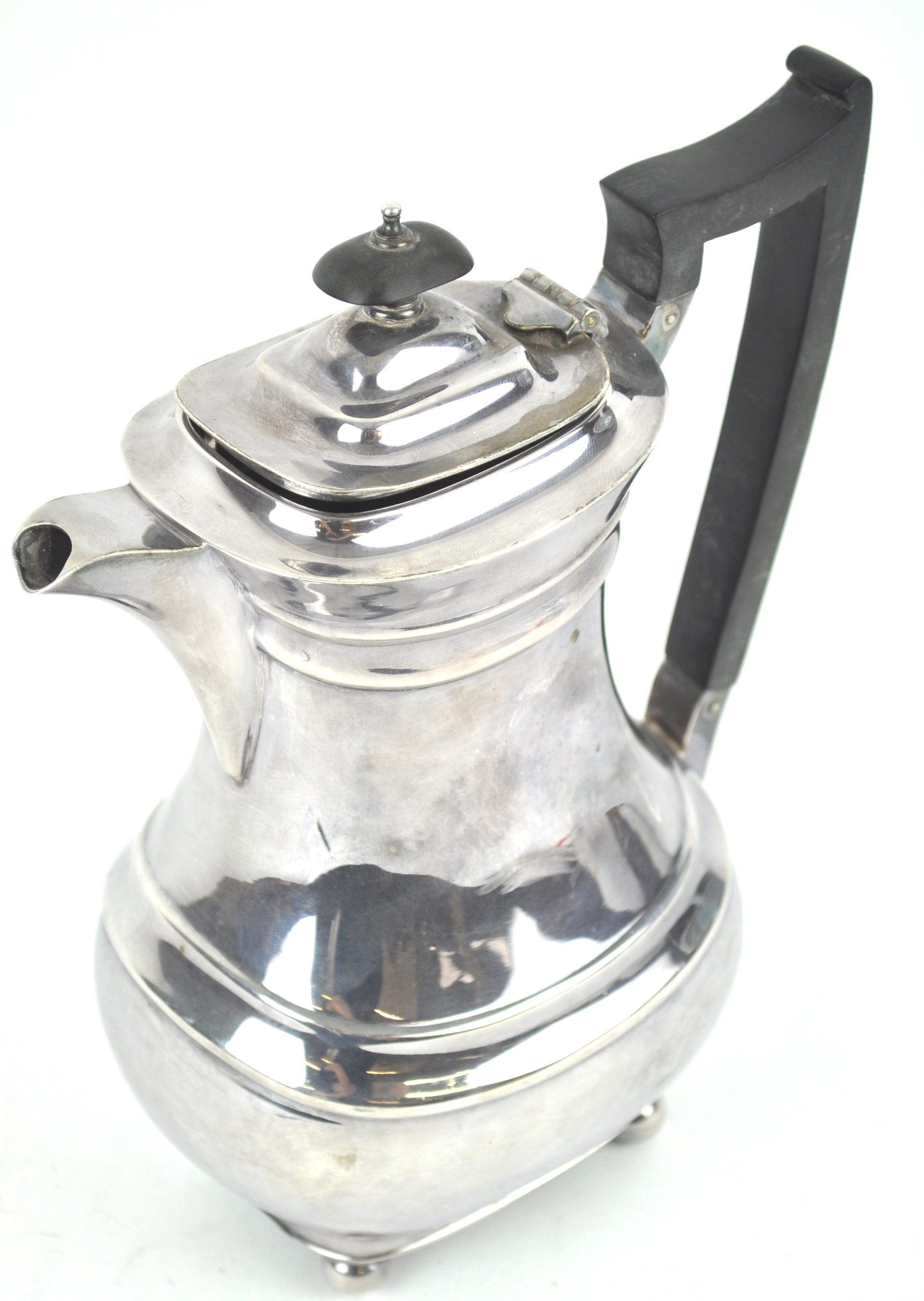 A silver plated coffee pot of shaped bulbous rectangular form, - Image 3 of 3