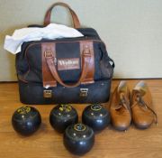 A set of bowls and a wet weather bowling kit