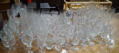 A large group of assorted crystal glassware