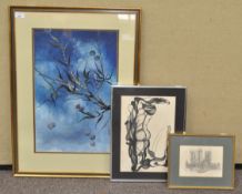 Issitt, Cherry tree branch, watercolour and body colour, together with two other pictures,