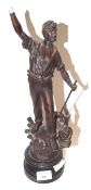 A French Spelter figure with bronze finish, 'Le Vapeur',