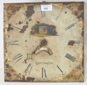 A 19th century painted clock face and movement