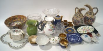 A Wedgwood two handled ewer with other ceramics and glass