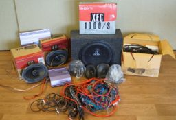 A group of car stereo items
