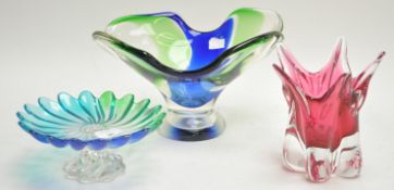 Three pieces of Studio Art glass,