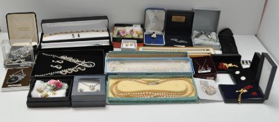A collection of assorted costume jewellery, necklaces, bracelets,