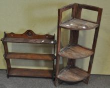 An early 20th century oak peg jointed shelf,