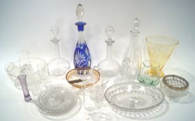 A Whitefriars vase and other glassware