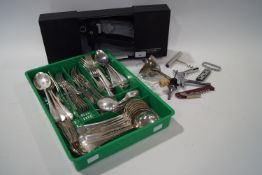 A group of EPNS flatware and other items