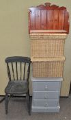 Two baskets, a chair,