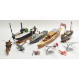 A collection of model boats and others