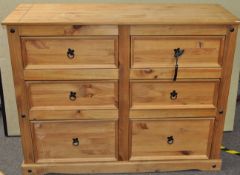 A six drawer pine chest
