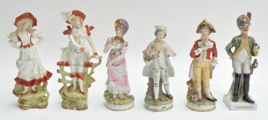 A French porcelain soldier and other figures