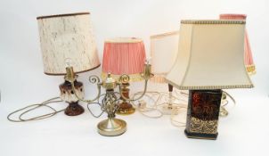 Six table lamps,