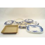 A selection of blue and white china,