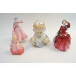 Three Royal Doulton figures of ladies and another