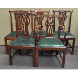 Five mahogany chairs with splat backs,